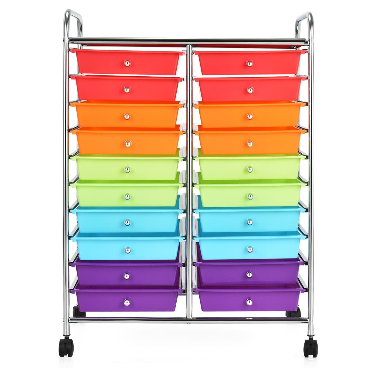 Meuble Roulant à 20 Tiroirs avec Roues Organiseur pour accessoires Papiers Chariot Multifonctionnel