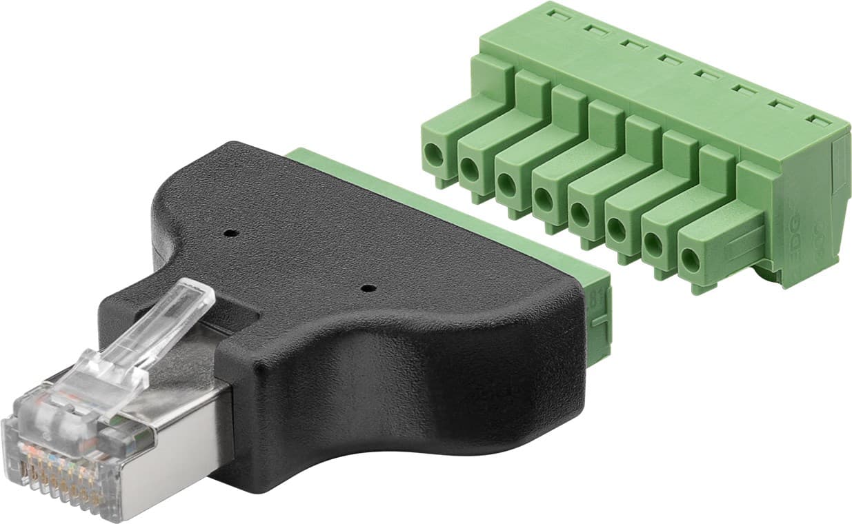 Bornier Goobay 8 broches > connecteur RJ45 (8P8C) - fixation par vis détachable, 2 pièces